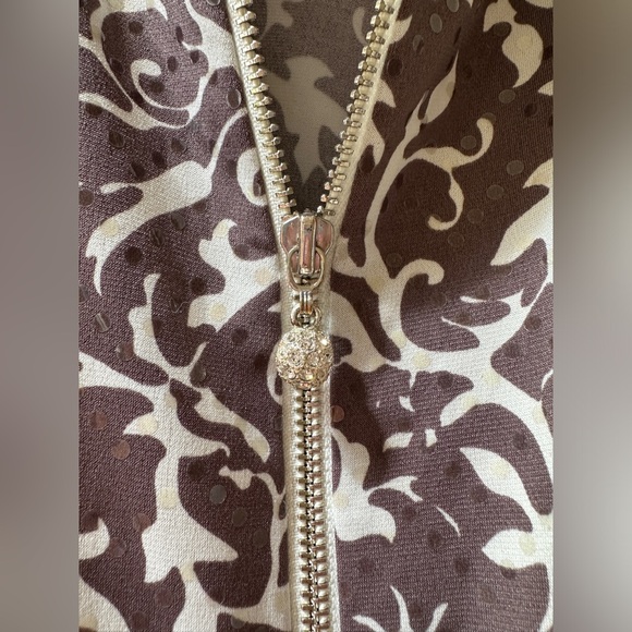 MSK Zip Up Damask Blazer with Rhinestone Zipper Pull Size Small - Picture 2 of 8